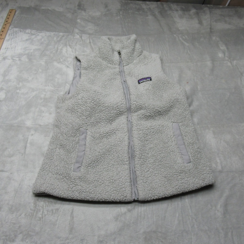 Patagonia Los Gatos Vest Womens Medium Gray Teddy Fleece Vest Full Zip Outdoor
